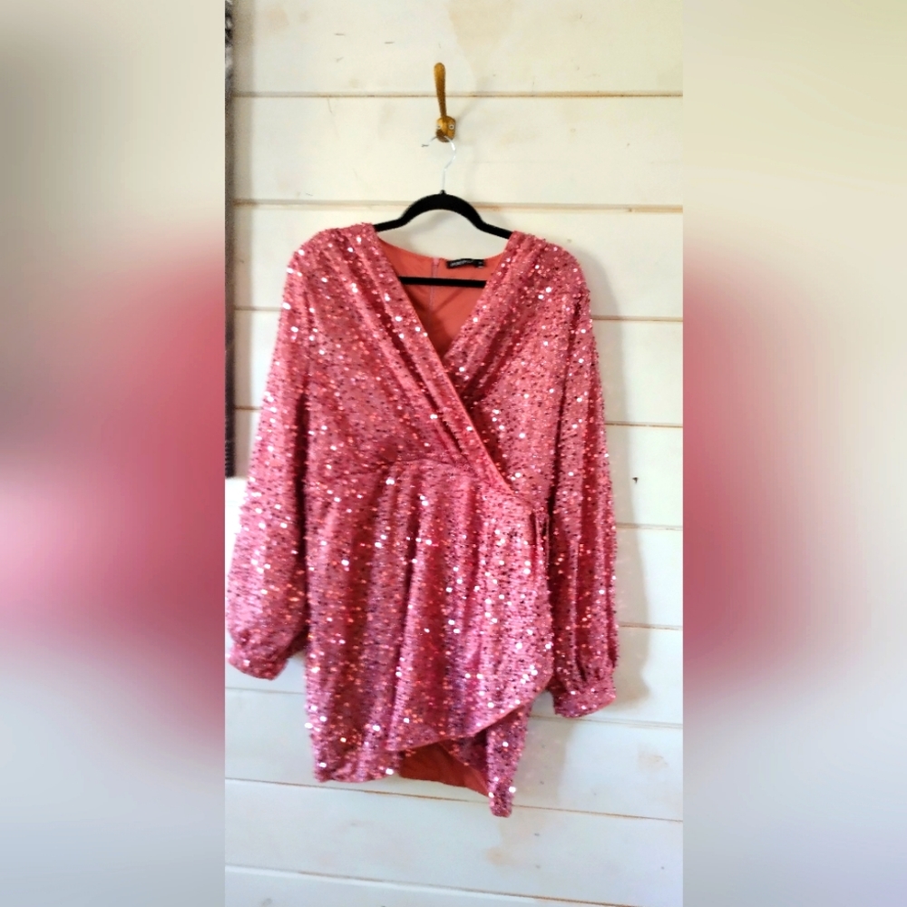 Double Crazy 3XL Pink sequin dress